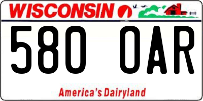 WI license plate 580OAR