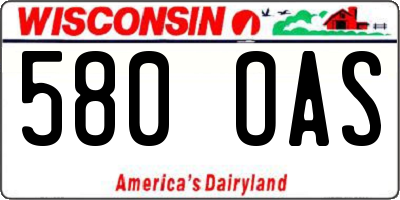 WI license plate 580OAS