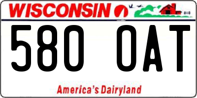 WI license plate 580OAT