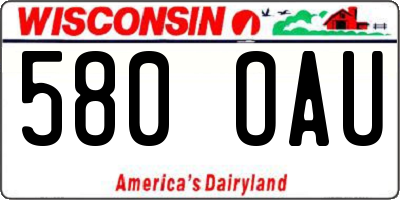 WI license plate 580OAU