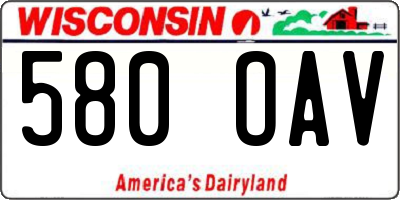 WI license plate 580OAV