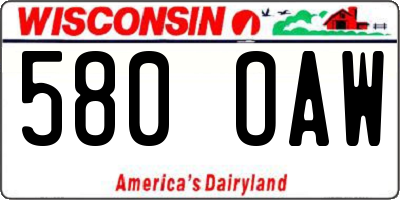WI license plate 580OAW