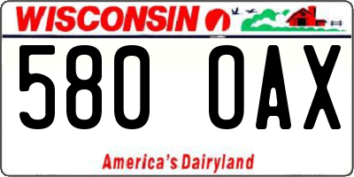 WI license plate 580OAX