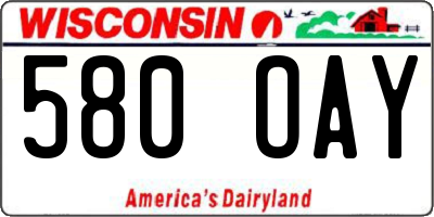 WI license plate 580OAY