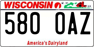 WI license plate 580OAZ