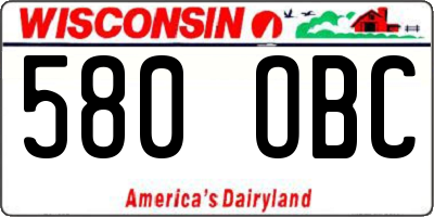 WI license plate 580OBC