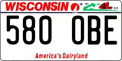 WI license plate 580OBE