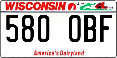 WI license plate 580OBF