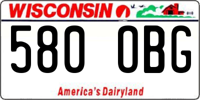 WI license plate 580OBG
