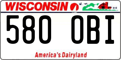 WI license plate 580OBI
