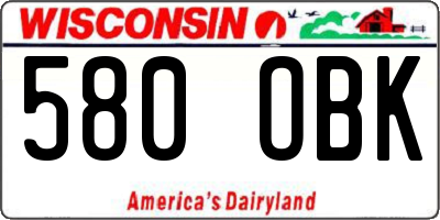 WI license plate 580OBK