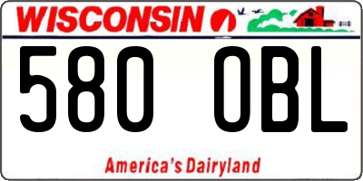 WI license plate 580OBL