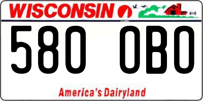 WI license plate 580OBO