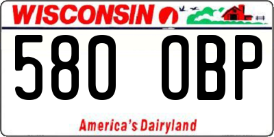 WI license plate 580OBP