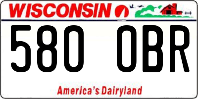 WI license plate 580OBR