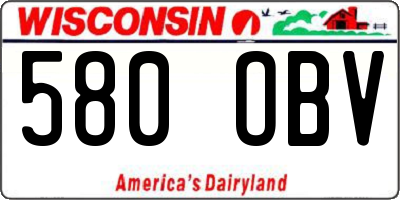 WI license plate 580OBV
