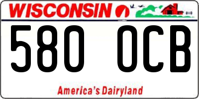 WI license plate 580OCB