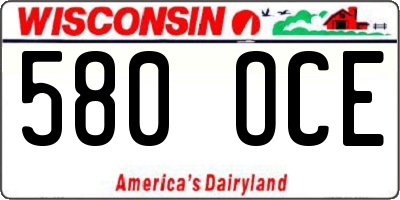 WI license plate 580OCE