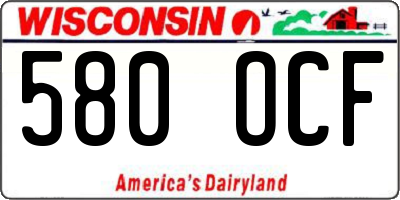 WI license plate 580OCF