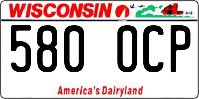 WI license plate 580OCP