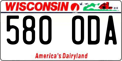 WI license plate 580ODA