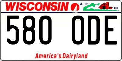 WI license plate 580ODE
