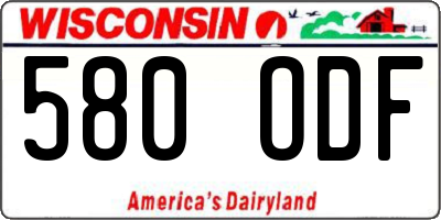 WI license plate 580ODF