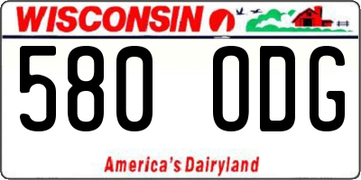WI license plate 580ODG