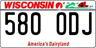 WI license plate 580ODJ