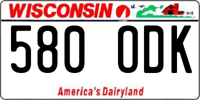 WI license plate 580ODK