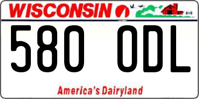 WI license plate 580ODL