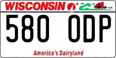 WI license plate 580ODP