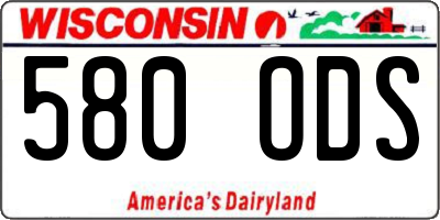 WI license plate 580ODS