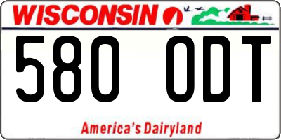 WI license plate 580ODT