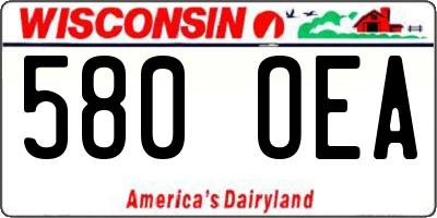 WI license plate 580OEA