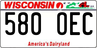 WI license plate 580OEC