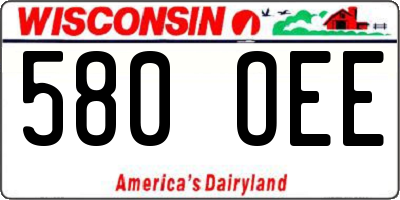 WI license plate 580OEE