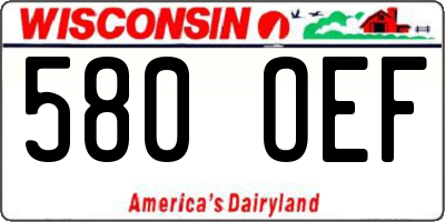 WI license plate 580OEF