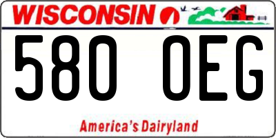 WI license plate 580OEG