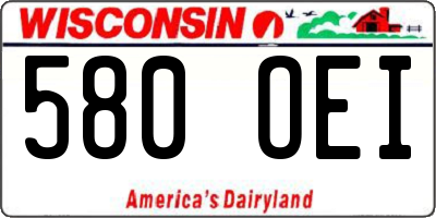 WI license plate 580OEI