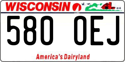 WI license plate 580OEJ