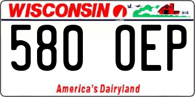 WI license plate 580OEP