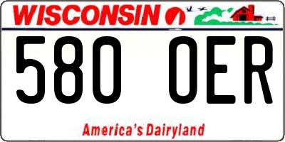 WI license plate 580OER