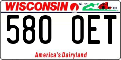 WI license plate 580OET
