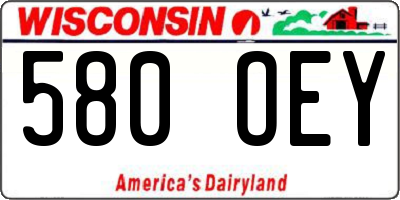 WI license plate 580OEY