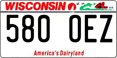 WI license plate 580OEZ