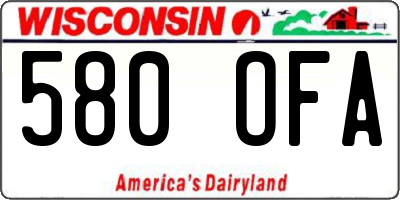 WI license plate 580OFA