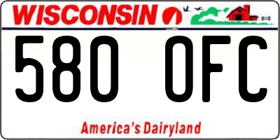 WI license plate 580OFC
