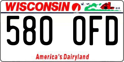 WI license plate 580OFD