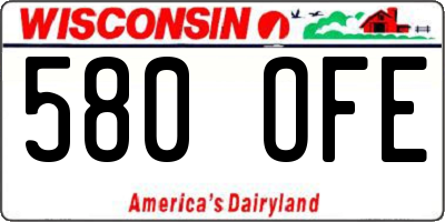 WI license plate 580OFE